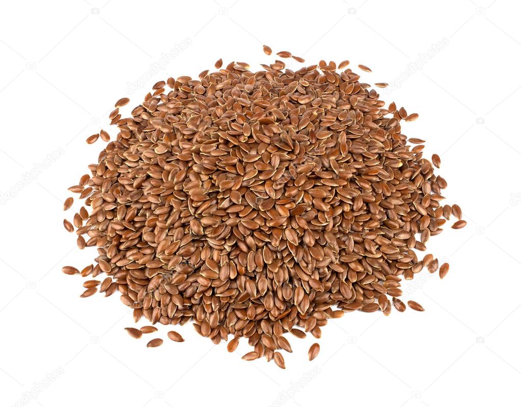 Linseed on a white background. Also known as Linseed, Flaxseed a