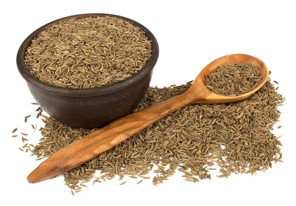 Kimyon tohumu veya beyaz arka plan üzerinde izole kimyon. Kimyon sp içinde