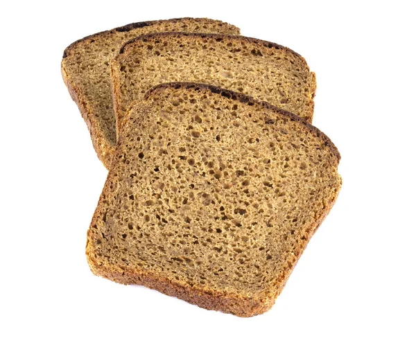 Fetta di pane di segale, isolata su fondo bianco — Foto Stock