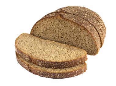 Çavdar ekmeği, beyaz bir arka plan üzerinde izole, dilimlenmiş