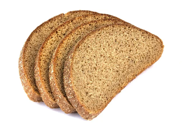 Нарізані житнім хлібом, ізольовані на білому тлі — стокове фото