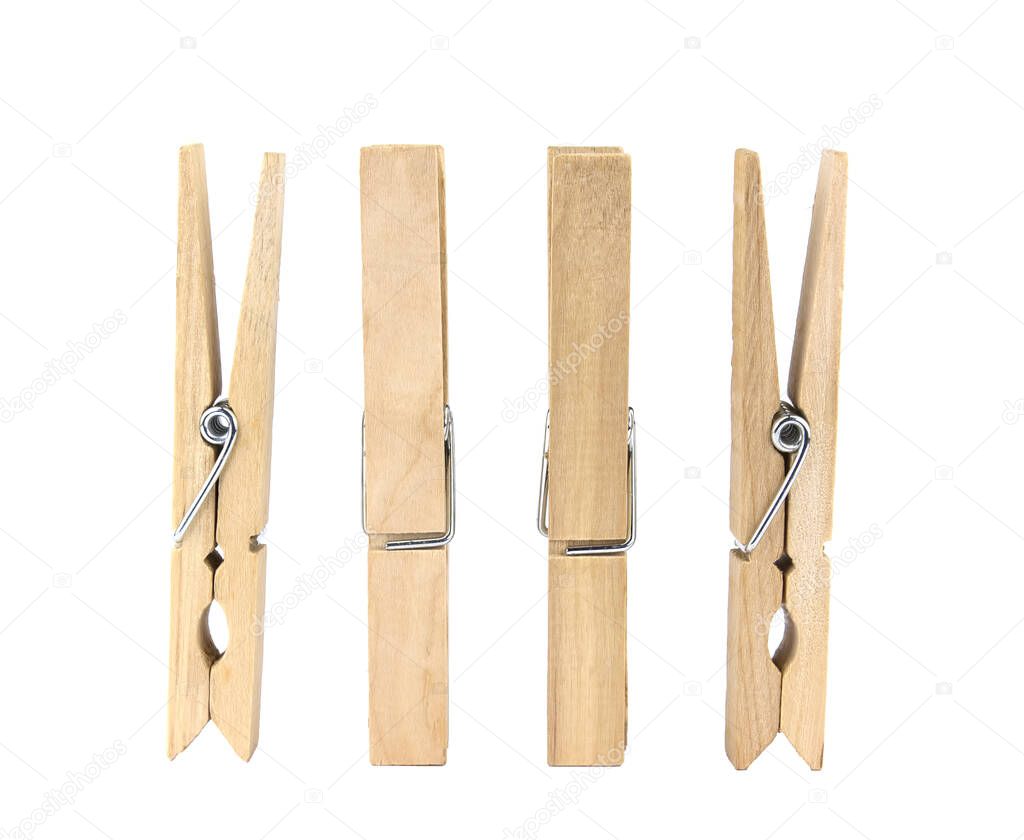 Set of decorative  clothespins isolated on white background