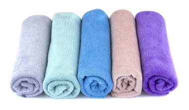 Soft clean towel on white background