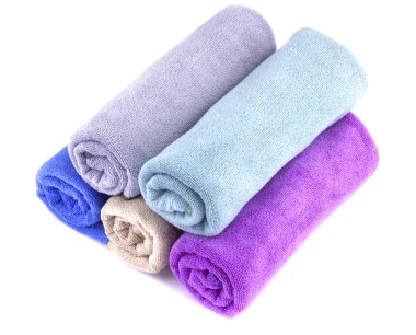 Soft clean towel on white background