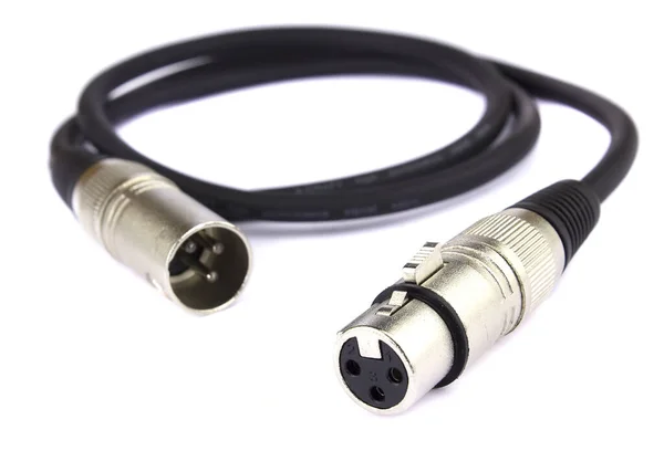 Conector Xlr Para Cabos Microfone Isolados Acima Fundo Branco — Fotografia de Stock