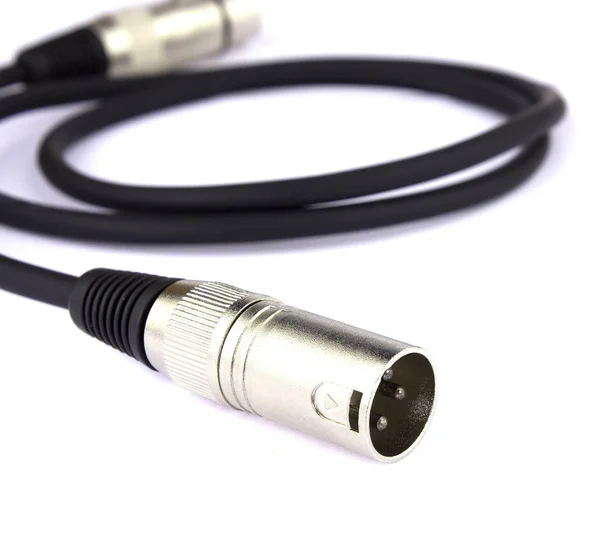 Conector Xlr Para Cabos Microfone Isolados Acima Fundo Branco — Fotografia de Stock