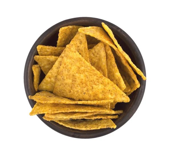 Cibo Snack Ciotola Con Gustose Patatine Messicane Nachos Sfondo Bianco Immagini Stock Royalty Free