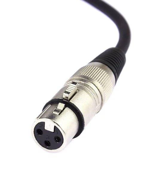 Złącze Xlr Kabli Mikrofonowych Izolowanych Powyżej Białego Tła — Zdjęcie stockowe