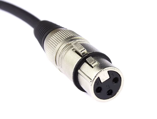 Conector Xlr Para Cables Micrófono Aislados Sobre Fondo Blanco — Foto de Stock