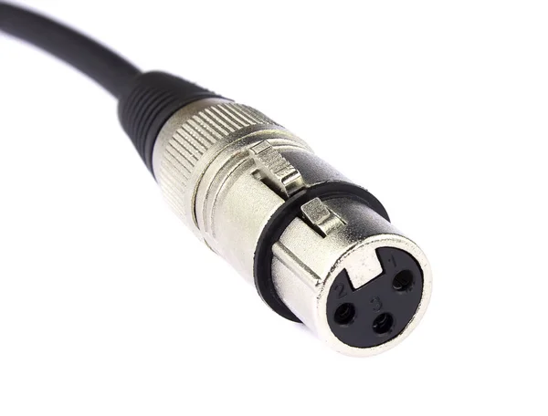 Conector Xlr Para Cabos Microfone Isolados Acima Fundo Branco — Fotografia de Stock