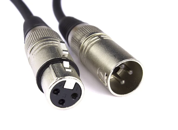 Conector Xlr Para Cables Micrófono Aislados Sobre Fondo Blanco — Foto de Stock