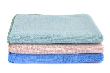 Soft clean color of bath towel isolated on white background