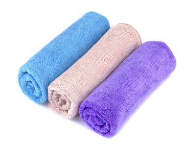 Soft clean color of bath towel isolated on white background