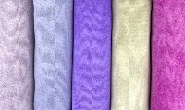 Soft clean color of bath towel. texture, background.