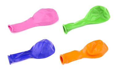Beyaz arkaplanda izole edilmiş şişirilebilir düz balon koleksiyonu