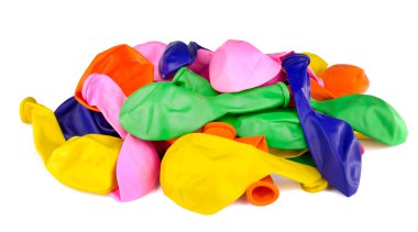 Beyaz arkaplanda izole edilmiş şişirilebilir düz balon koleksiyonu