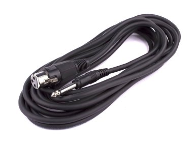 Stereo XLR 'dan ses kablosuna beyaz arkaplanda izole