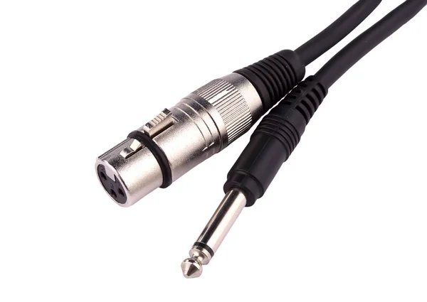 Stereo Xlr Jack Audio Kabel Izolované Bílém Pozadí — Stock fotografie