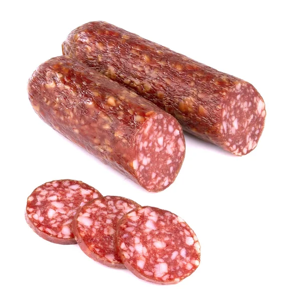 Italian Smoked Sausage Salami Isolated White Background — Stock Photo, Image