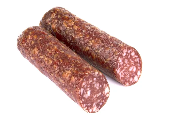 Italian Smoked Sausage Salami Isolated White Background — Stock Photo, Image