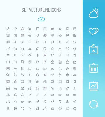 Çizgi simgeleri kümesi, basitçe vektör illüstrasyonu  