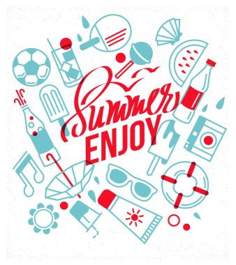 Yaz pankartın, basit vektör illüstrasyonunun tadını çıkar  