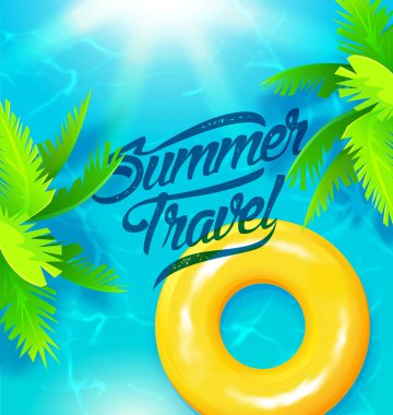 yaz seyahati afişi, basitçe vektör illüstrasyonu  