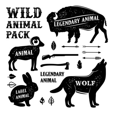 Bir grup vahşi hayvan, basitçe vektör çizimi  