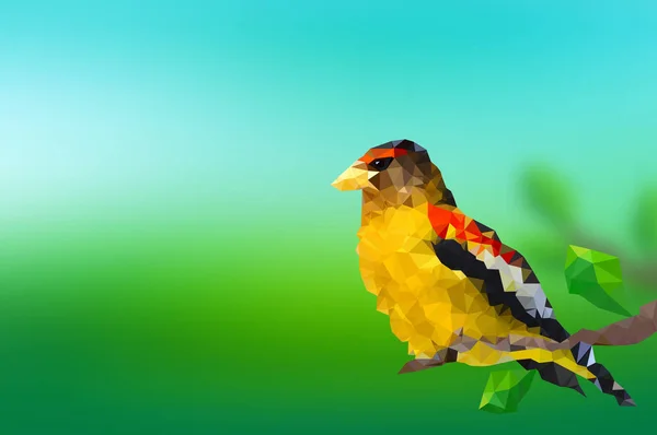 Pájaro Poli Bajo Sentado Rama Simplemente Vector Ilustración — Vector de stock