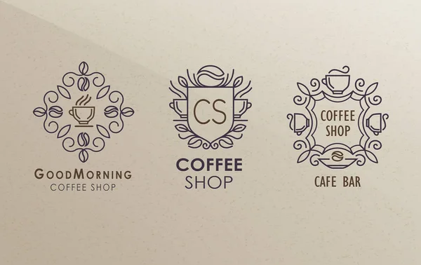 Serie Loghi Della Caffetteria Semplicemente Illustrazione Vettoriale — Vettoriale Stock