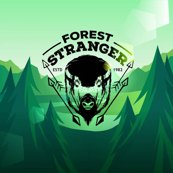 森林陌生人标志 简单的矢量图解 — 图库矢量图片