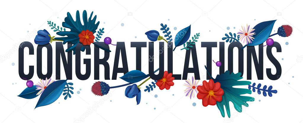 Vector card with floral design. Congratulations card