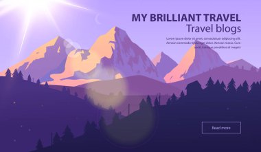 Güzel manzara sancağının taşıyıcısı. Web tasarımı geliştirme, web sayfası, broşür, promosyon, uygulama vs. için yatay pankart.