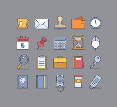 Web ve Mobil için Evrensel İş Taslak Simgeleri. Vektör illüstrasyonu