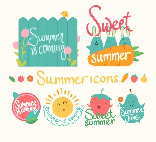 Set Summer Labels Isolated Vector Elements — 스톡 벡터