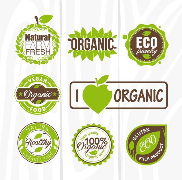 Organic food labels and badges. Organic element for food and drin