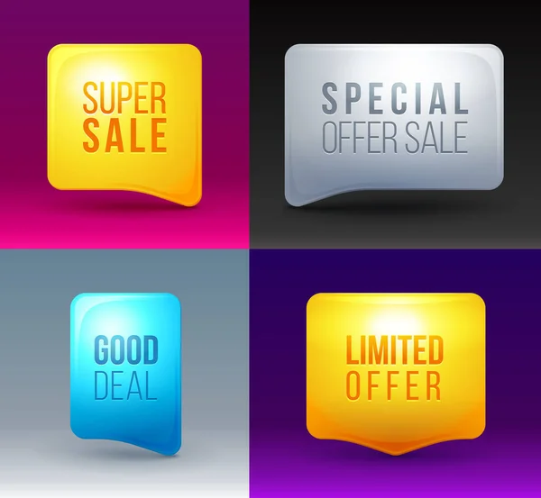 Sale Discounts Banner Illustration Modern Color Bubble Set — Stock Vector