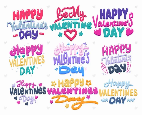 Vector Conjunto Amor Feliz Día San Valentín Signos — Archivo Imágenes Vectoriales