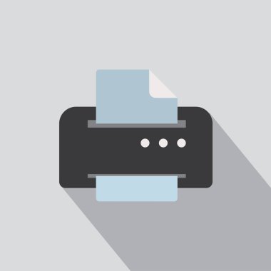 Yazıcı düğmesini simge vektör, düz tasarım