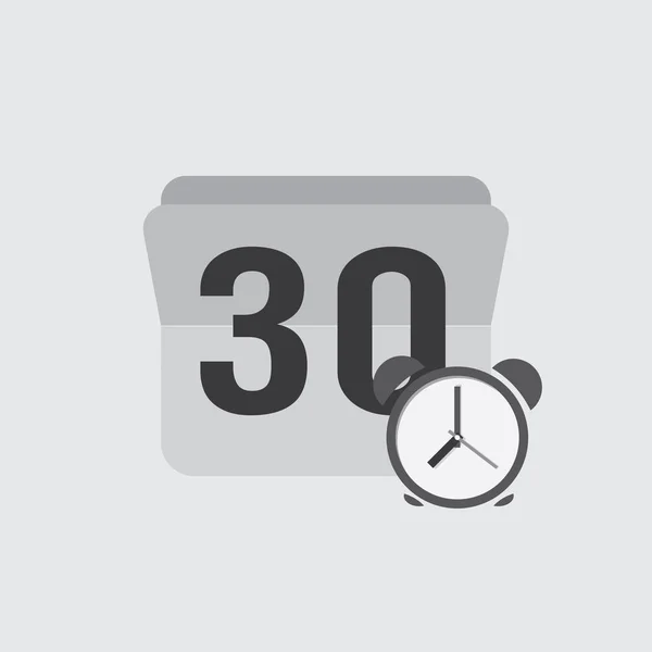 L'icône du calendrier dans le style d'un appartement avec un rappel de signe noir blanc — Image vectorielle