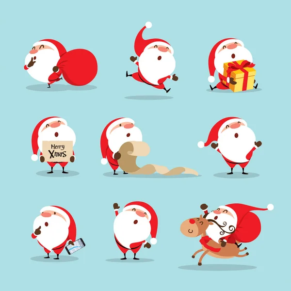 Cute santa ikony nastavit — Stockový vektor