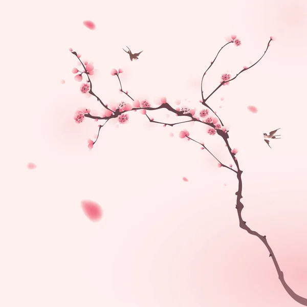 中国风格开花的树横幅 — 图库矢量图片