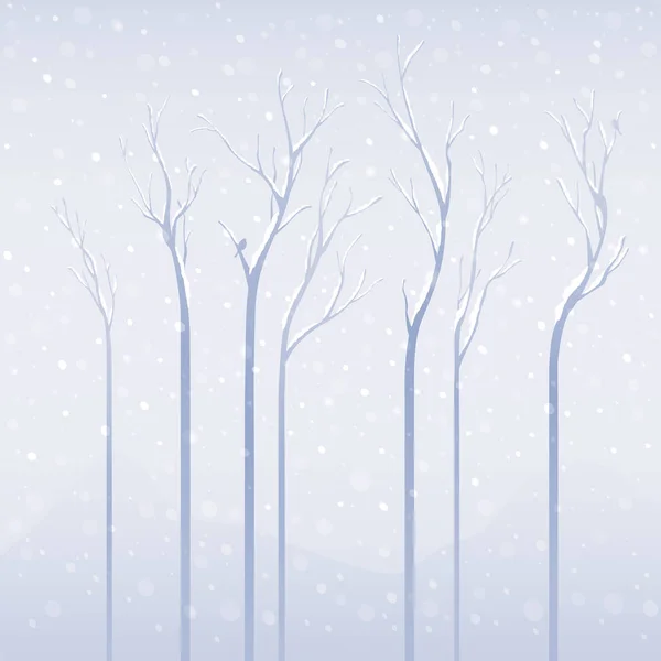 Ξηρά δέντρα σε χιονισμένο καιρικές συνθήκες — Διανυσματικό Αρχείο