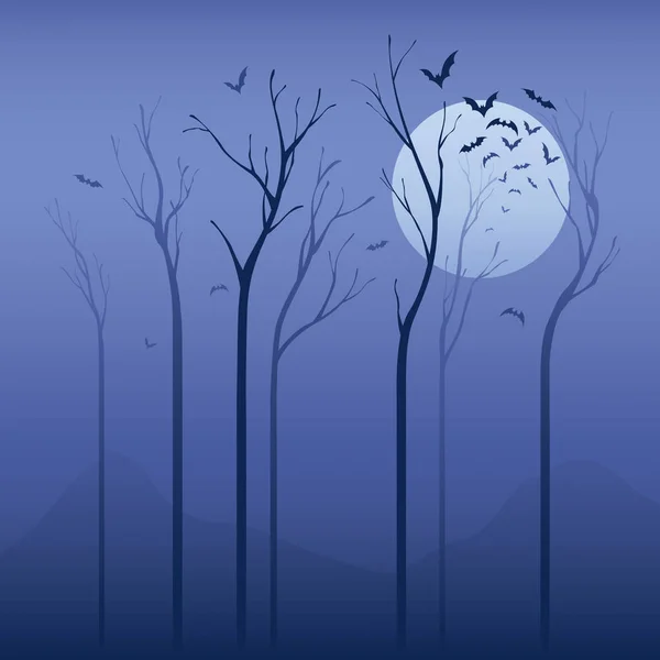 Сухі дерева і летючі кажани — стоковий вектор