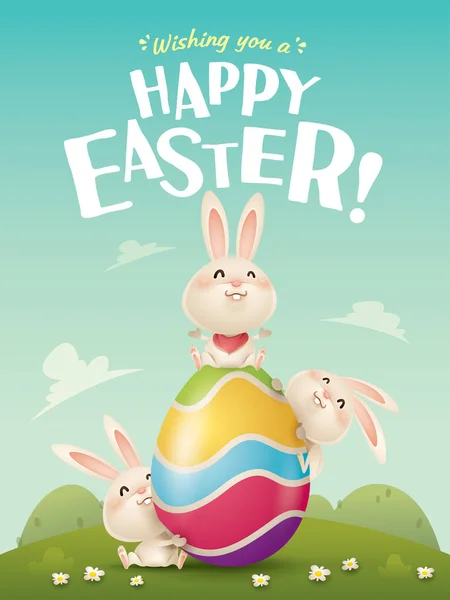 Húsvéti nyuszi és tojás — Stock Vector