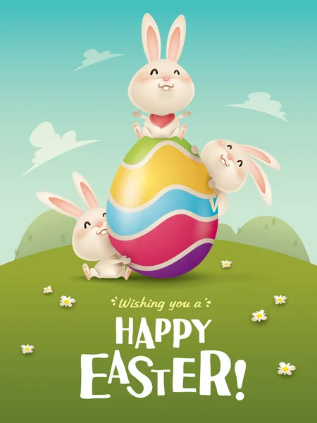 Easter bunnies ve yumurta — Stok Vektör