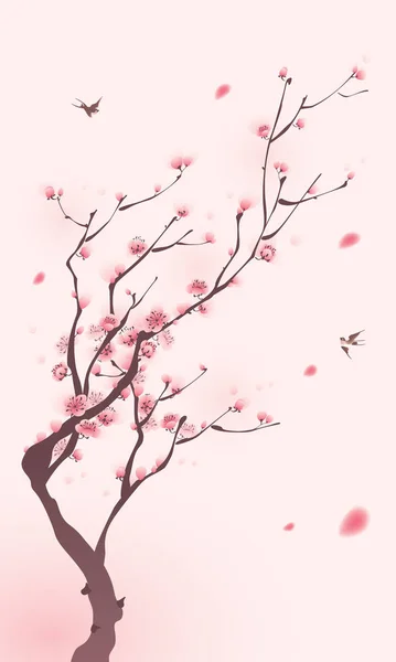 Branches de cerisier en fleurs — Image vectorielle