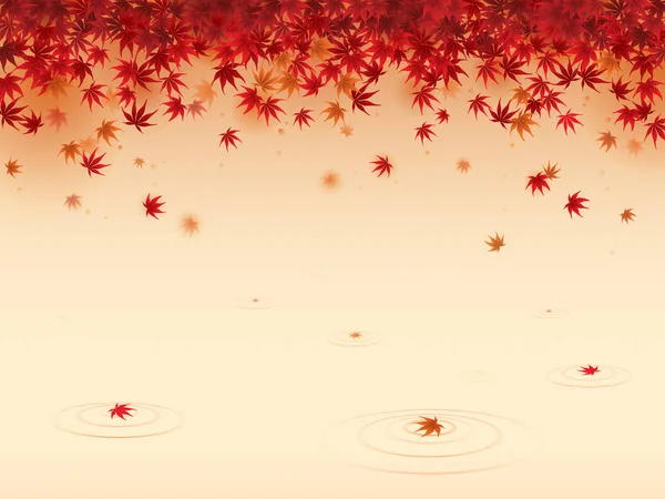 Autumn maple leaves falling in water — Stock Vector