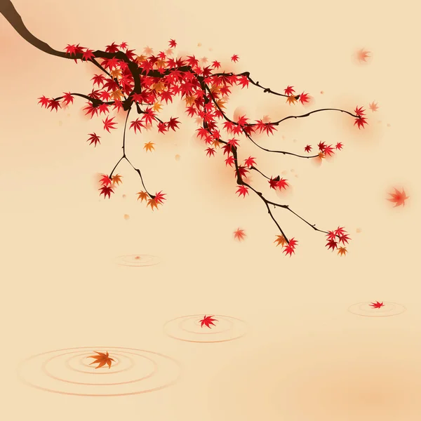 su üzerinde bükme dalı sonbahar yaprakları