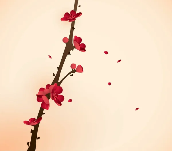 Kvetoucí švestka větev — Stockový vektor